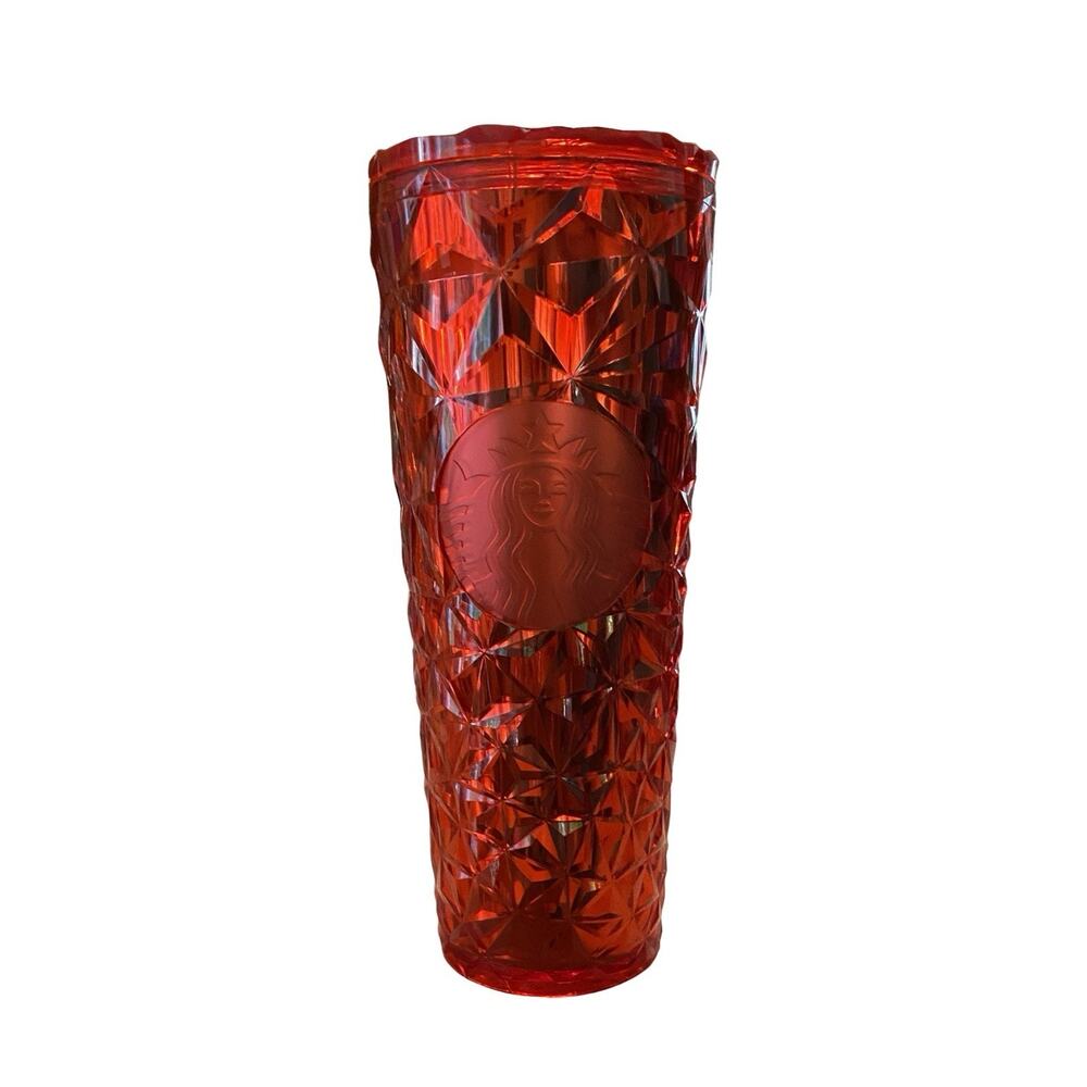 Starbucks Holiday 2023 Red Jewel Diamond Prism Tumbler 24 oz